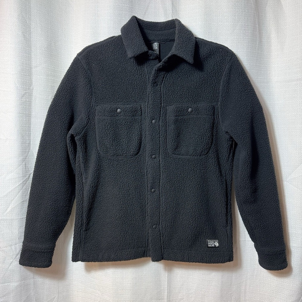 Mountain Hardwear Mens Small Black High Loft Fleece Shacket Snap Button Jacket - Picture 1 of 7